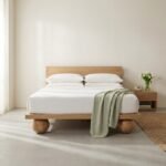 Spherical Feet Wooden Bed (Solid Wood) - Priti