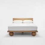 Spherical Feet Wooden Bed (Solid Wood) - Priti
