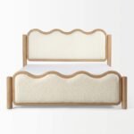 Wood Frame Cream Boucle Upholstered Wavy Bed – Queen – PRITI