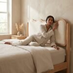 Wood Frame Cream Boucle Upholstered Wavy Bed - Queen - PRITI - Image 2