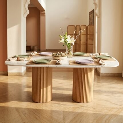 6-Seater Marble Top Dining Table – PRITI