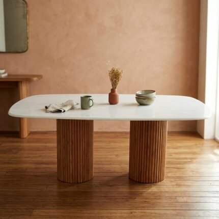 6-Seater Marble Top Dining Table – PRITI