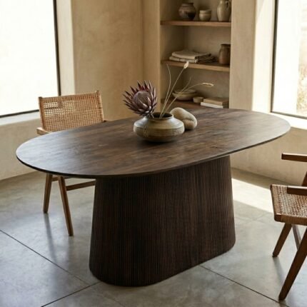 Dining Table Dark Brown 180 cm (Solid Wood) - PRITI