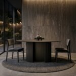 Oval Dining Table with Central ( Solid black wood ) - Image 3