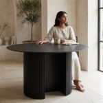 Oval Dining Table with Central ( Solid black wood )