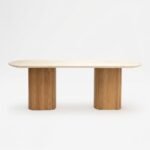 PRITI Dining Table - Light Wood & Travertine - Image 23