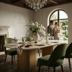 PRITI Dining Table - Light Wood & Travertine - Image 2