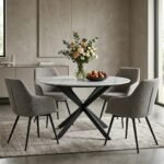 PRITI marble With Metal Leg Dining Table - Image 3