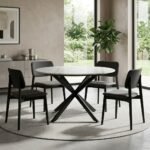 PRITI marble With Metal Leg Dining Table - Image 2