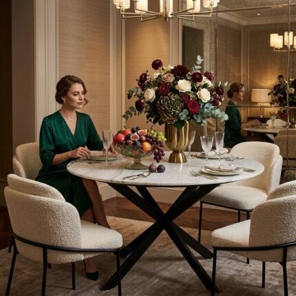 PRITI marble With Metal Leg Dining Table