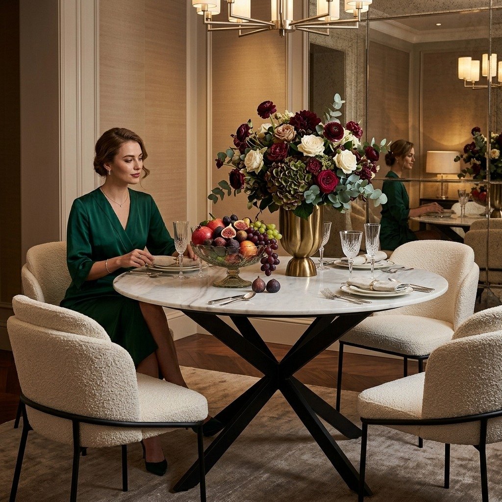 PRITI marble With Metal Leg Dining Table PRITI marble With Metal Leg Dining Table