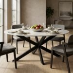 PRITI Marble With Metal Legs Dining Table - Image 3