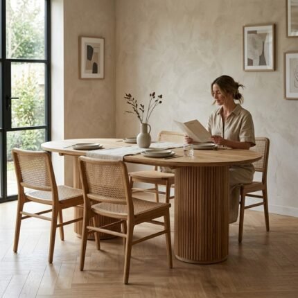 PRITI Oval Dining Table – Natural