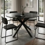 PRITI Round Black Dining Table - Image 3