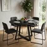 PRITI Round Wooden Dining Table - Image 3