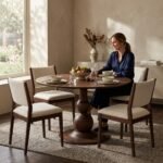 PRITI Vintage Round Dining Table (Solid Wood ) - Image 2