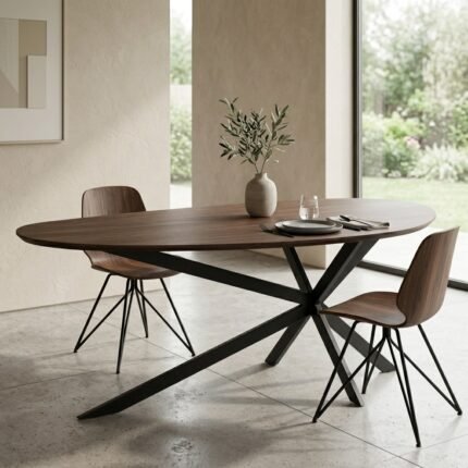 PRITI Wooden Dining Table with Metal Legs