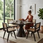 PRITI Wooden Handicraft Dining Table (Black Wood )