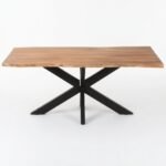Solid Wood Dining Table 180x90 cm with Star-Shaped Base - PRITI - Image 4