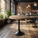 65 cm Bar Table with Solid Wood Top and Metal Legs - Image 4