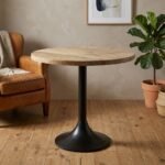 65 cm Bar Table with Solid Wood Top and Metal Legs - Image 3