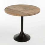 65 cm Bar Table with Solid Wood Top and Metal Legs