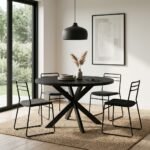 PRITI Black Dining Table (Solid Wood)
