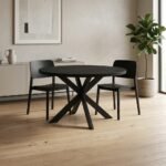 PRITI Black Dining Table (Solid Wood)