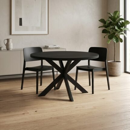 PRITI Black Dining Table (Solid Wood)