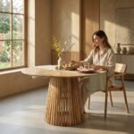 PRITI Round Japandi Dining Table 130 cm - Image 2