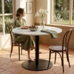 White Marble Table with Black Legs