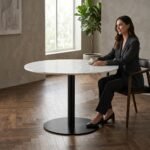 White Marble Table with Black Legs - Image 2