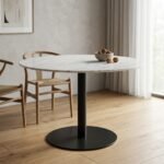 White Marble Table with Black Legs