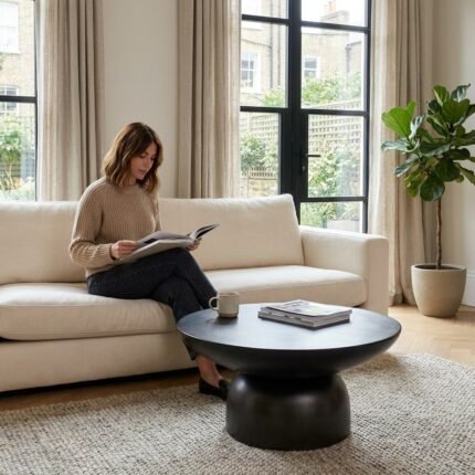 PRITI Dome Coffee Table | Large Concrete Coffee Table - Black