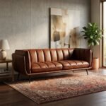 PRITI 3-Seater Leather Sofa with Iron Frame