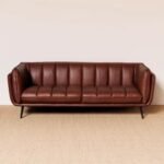 PRITI 3-Seater Leather Sofa with Iron Frame