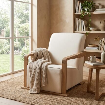 WHITE UPHOLSTERED ARMCHAIR – PRITI