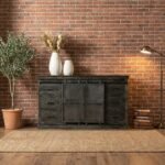 PRITI Dresser Sideboard 160 cm with Double Door Black - Image 3