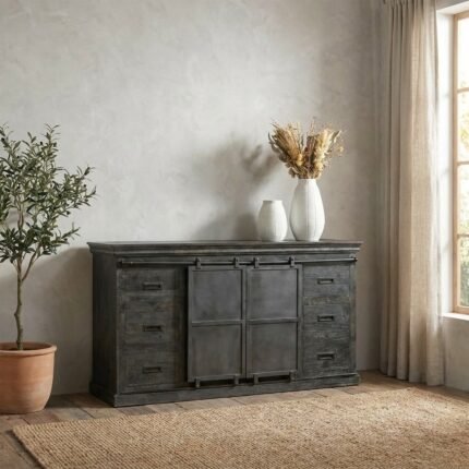 PRITI Dresser Sideboard 160 cm with Double Door Black