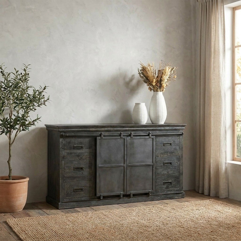 PRITI Dresser Sideboard 160 cm with Double Door Black PRITI Dresser Sideboard 160 cm with Double Door Black