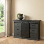 PRITI Dresser Sideboard 140 cm Black (Solid Wood )