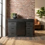 PRITI Dresser Sideboard 140 cm Black (Solid Wood )