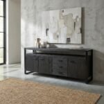 PRITI Wooden Sideboard 210 cm (Solid Black Wood ) - Image 2