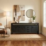 PRITI Wooden Sideboard 210 cm (Solid Black Wood ) - Image 5