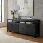 PRITI Wooden Sideboard 210 cm (Solid Black Wood ) - Image 3