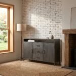 PRITI Wooden Sideboard 150 cm (Black Solid Wood) - Image 2