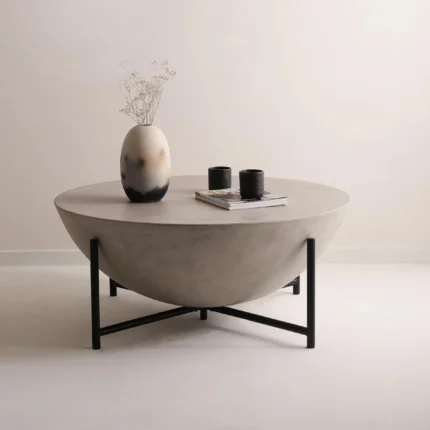 PRITI Dome Coffee Table | Large Concrete Coffee Table - Black