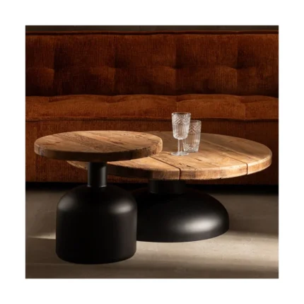 PRITI Naturral Black Wood - Iron Coffee Table 90 X 90 X 35 CM