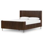 PRITI Wood Brushed Iron Platform Bed - Queen