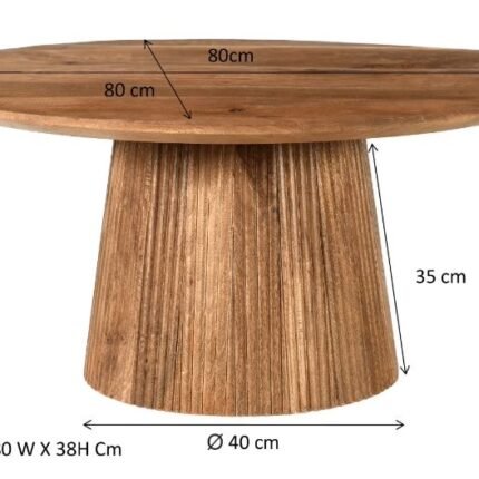 PRITI Coffee Table Set Light Brown 80 and 50 cm